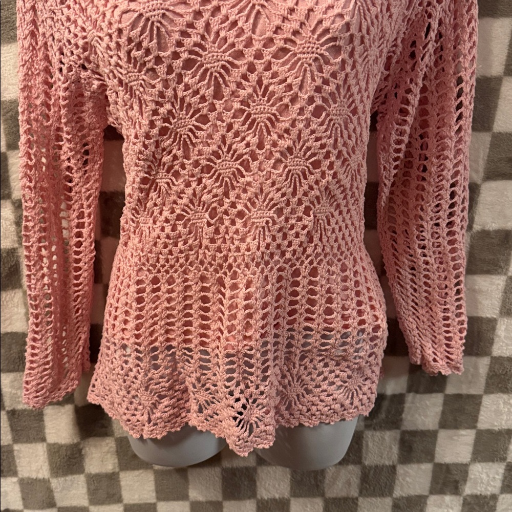 Croft & Barrow Women’s Long Sleeve XL CrewNeck Pullover Knit Crochet Lined Top - Picture 4 of 12